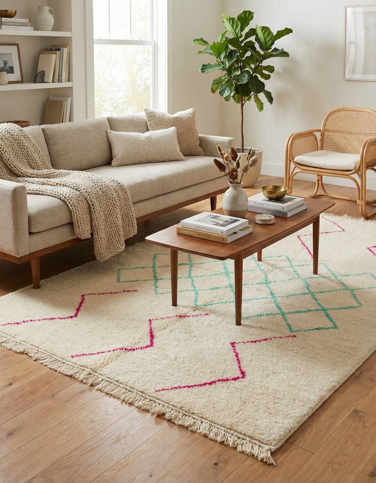 Detail image of 4' 10 x 8' 5  Hand Knotted Moroccan Wool Rug