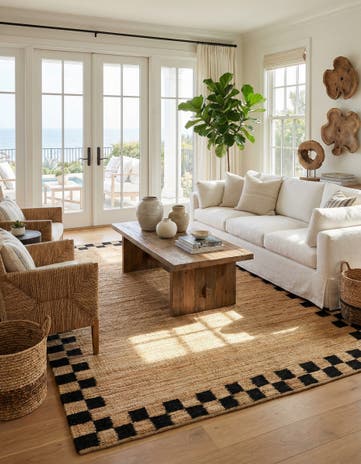 Natural and Black Hand Woven Laurel Handwoven Jute Rug