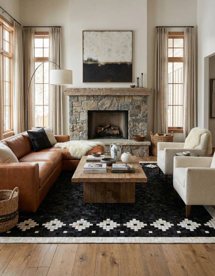 Detail image of 8' 2 x 9' 11 Cowhide Stocks Rug