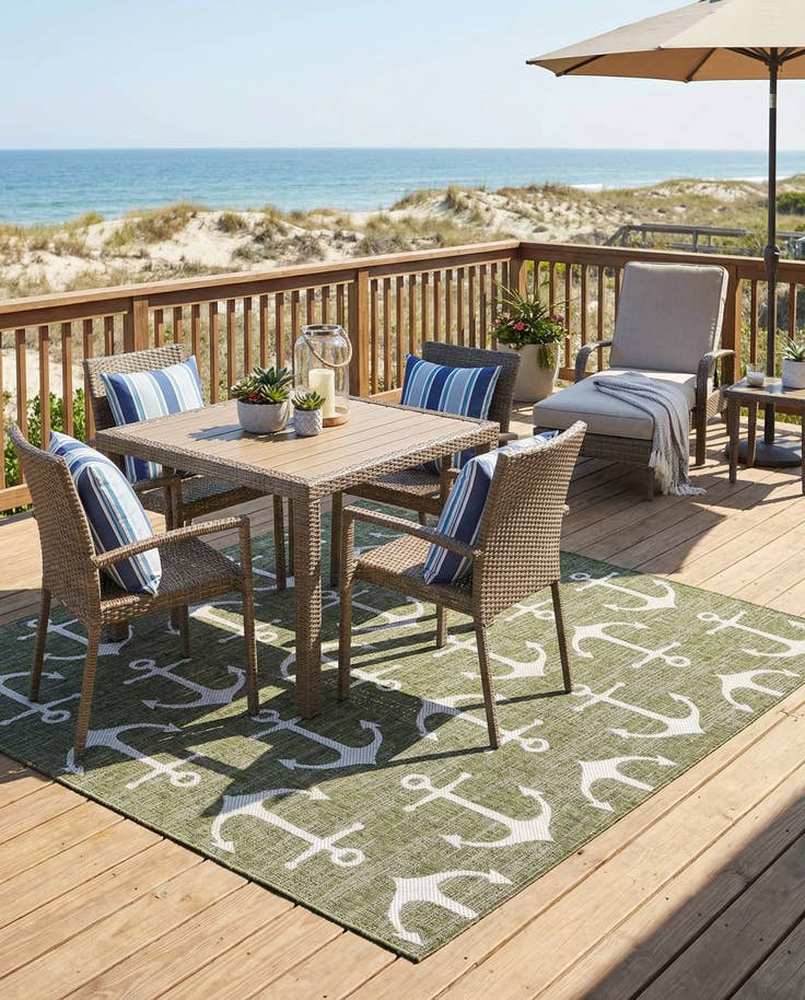 Detail image of 7' 10 x 7' 10 Easy-Clean Coastal Indoor / Outdoor Square Rug
