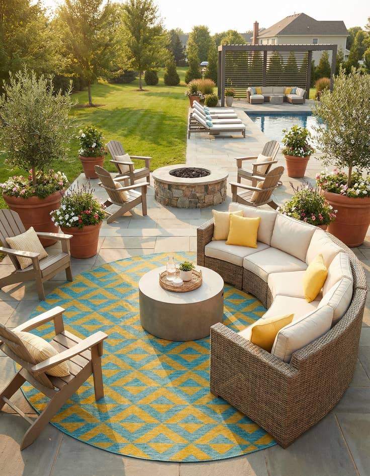 Detail image of 13' x 13' Easy-Clean Jill Zarin Napa Indoor / Outdoor Round Rug