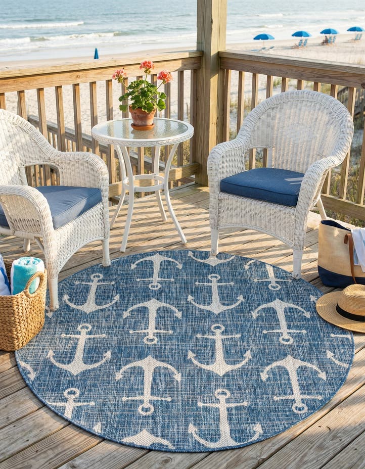5' 3 x 5' 3 Easy-Clean Coastal Indoor / Outdoo...