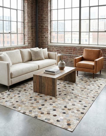 5' 3 x 7' 7 Cowhide Stocks Rug