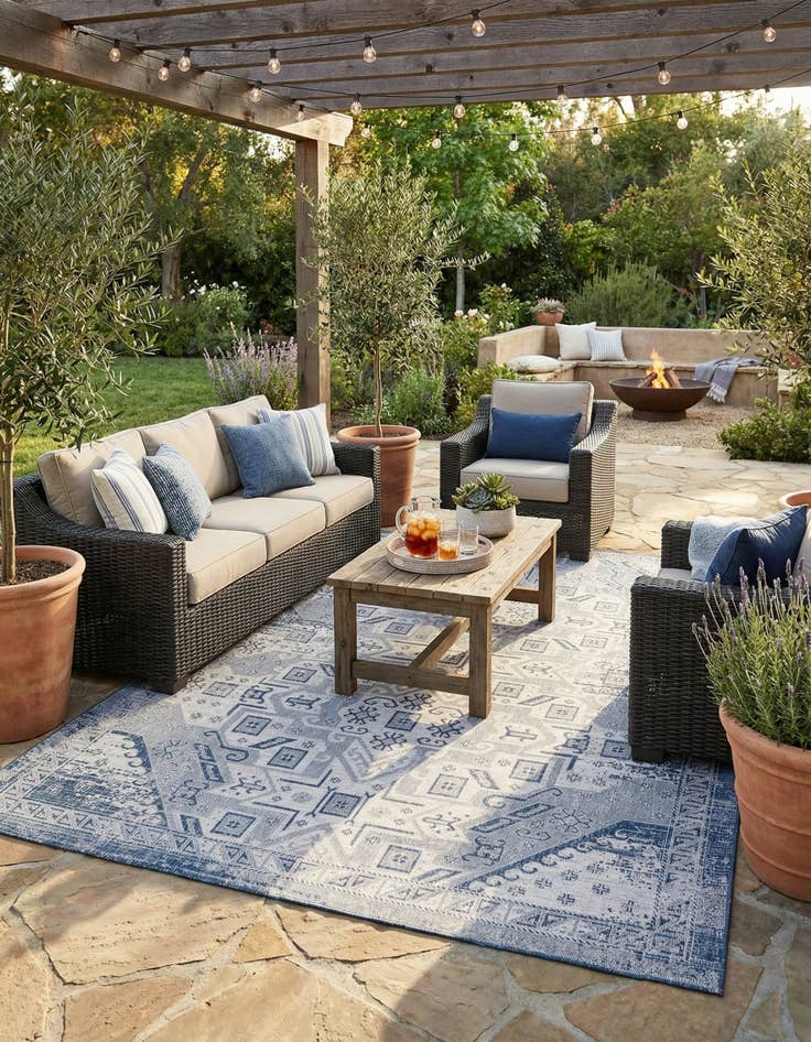 Detail image of 9' x 12'  Washable Aztec Indoor / Outdoor Rug