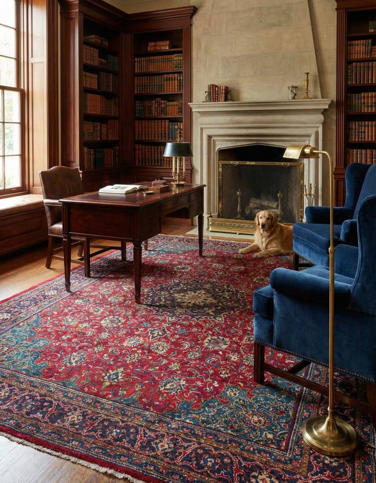 Detail image of 9' 6 x 13'  Hand Knotted Farahan Persian Wool Rug