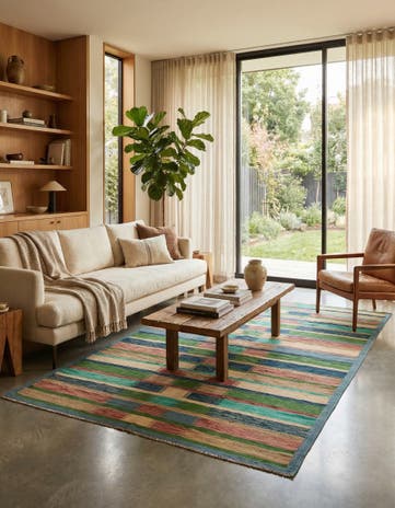 6' 5 x 9' 10 Hand Woven Kilim Modern Wool Rug
