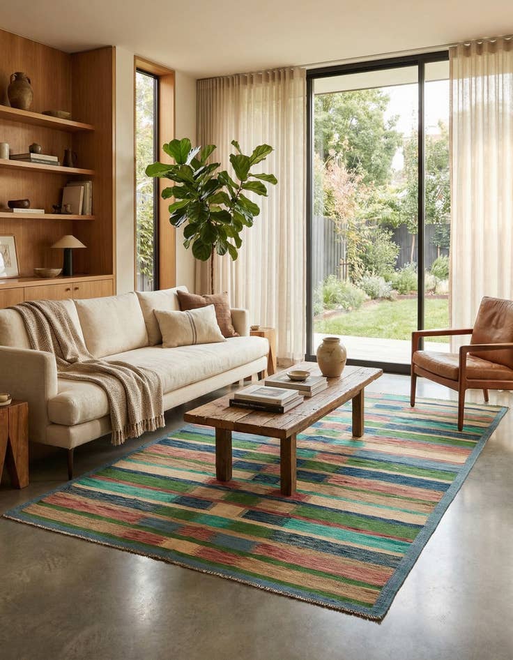 Detail image of 6' 5 x 9' 10  Hand Woven Kilim Modern Wool Rug