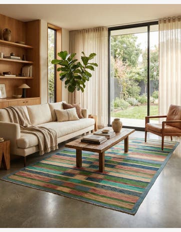 6' 5 x 9' 10 Hand Woven Kilim Modern Wool Rug