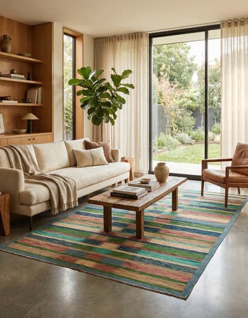 6' 5 x 9' 10 Hand Woven Kilim Modern Wool Rug