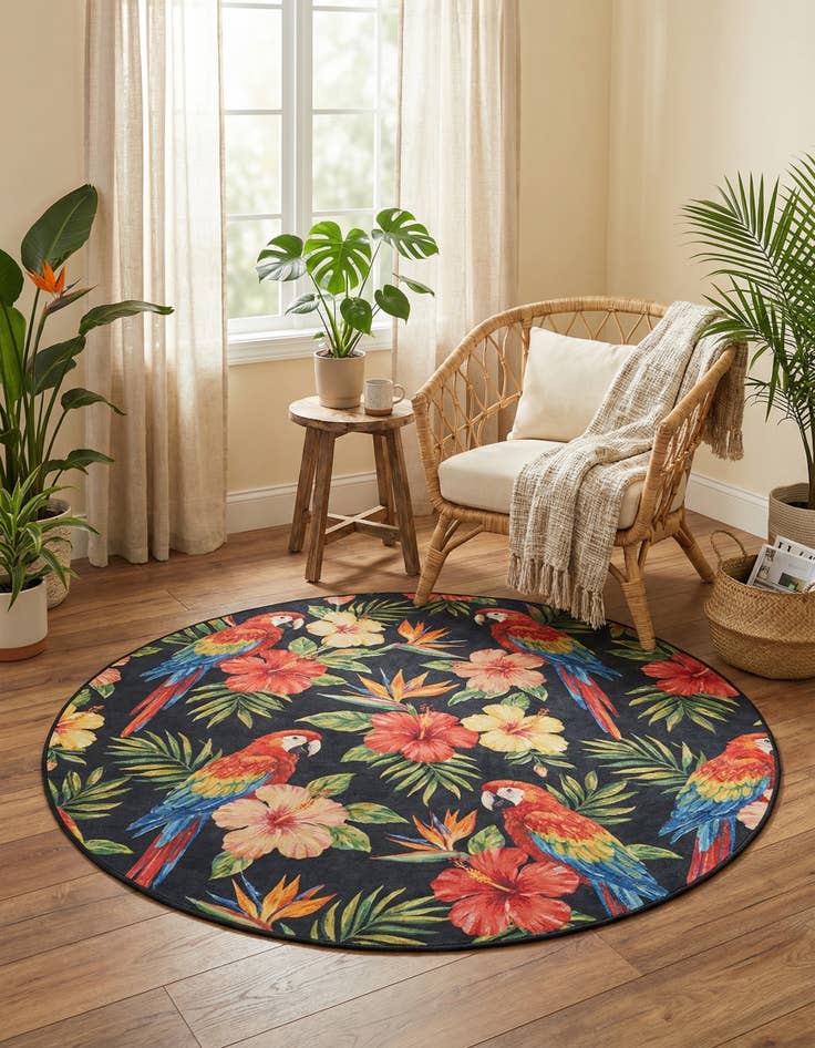 Detail image of 3' 3 x 3' 3  Washable Jill Zarin Caribbean Indoor / Outdoor Round Rug