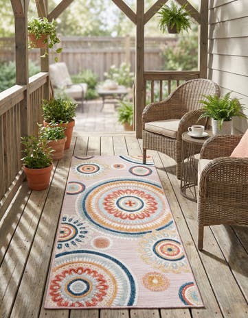 2' 2 x 5' 3 Easy-Clean Botanical Indoor / Outdoor Runner Rug