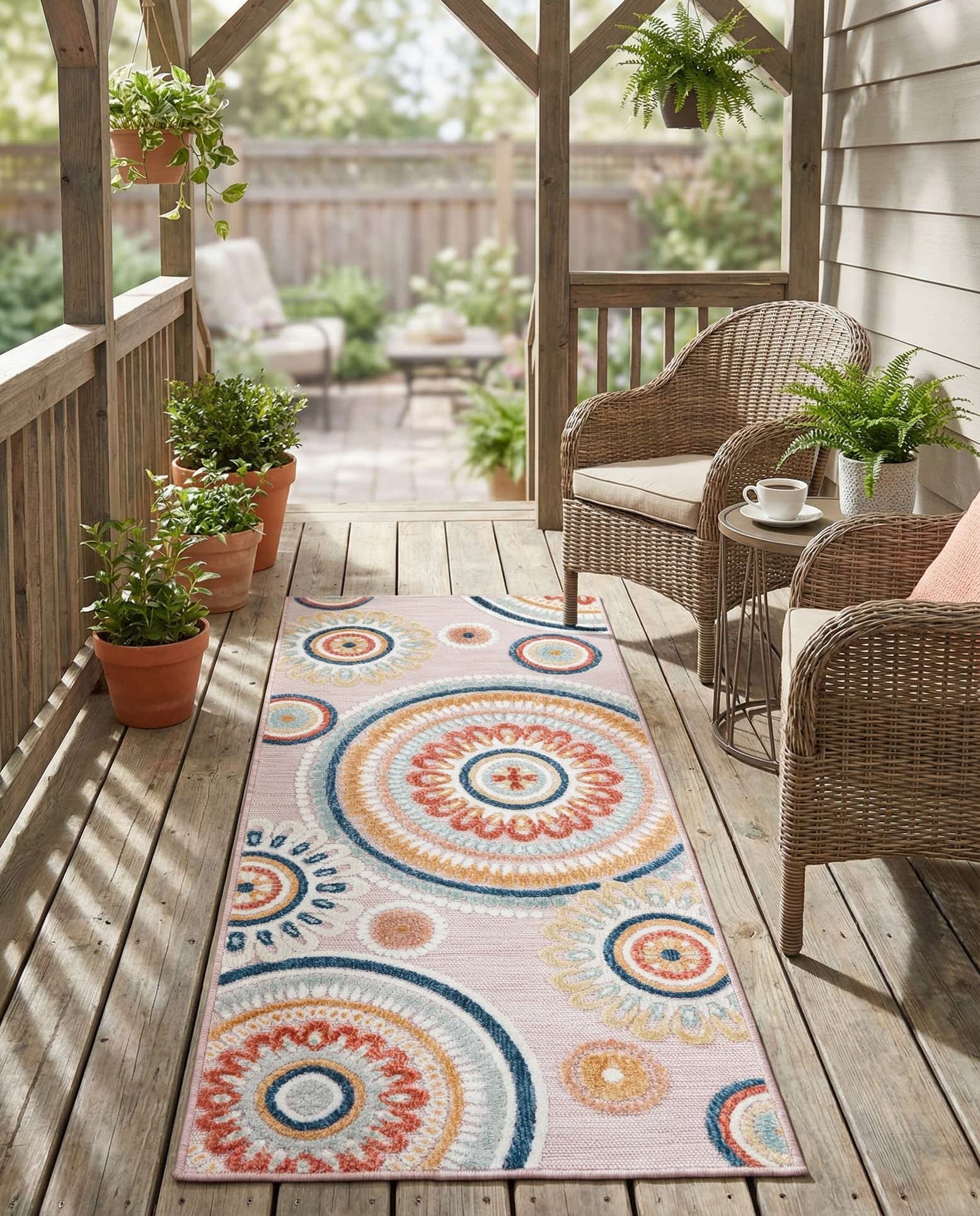 2' 2 x 5' 3 Easy-Clean Botanical Indoor / Outdoor Runner Rug