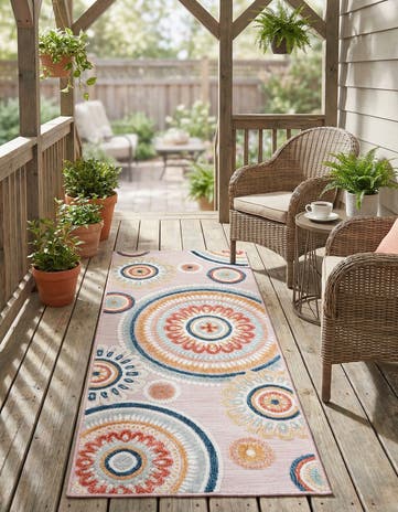 2' 2 x 5' 3 Easy-Clean Botanical Indoor / Outdoor Runner Rug