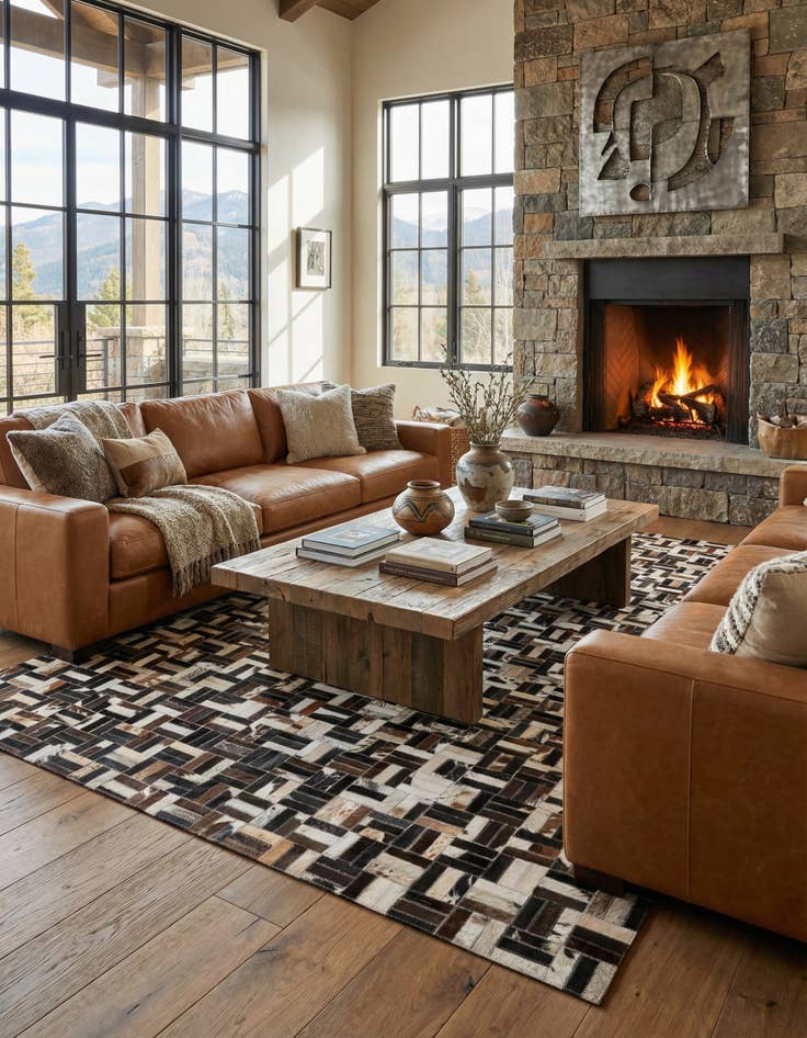 Detail image of 5' x 8' Cowhide Leather Rug