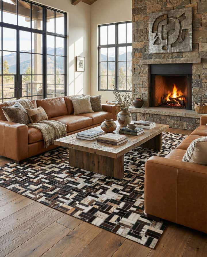 5' x 8' Cowhide Leather Rug