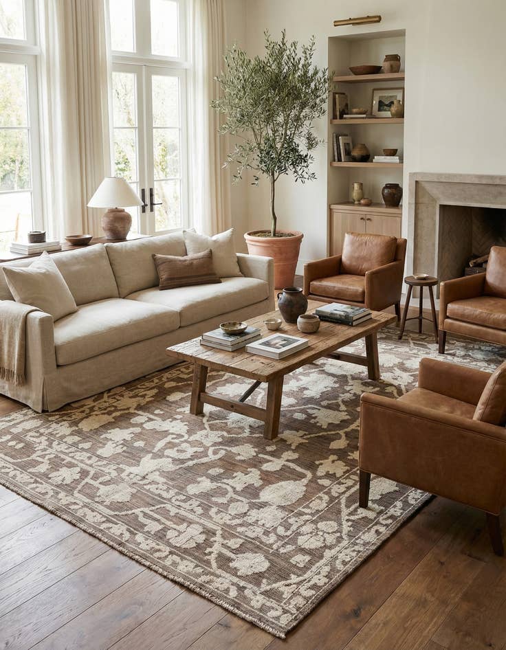 Detail image of 9' 2 x 12' 1  Hand Knotted Oushak Wool Rug