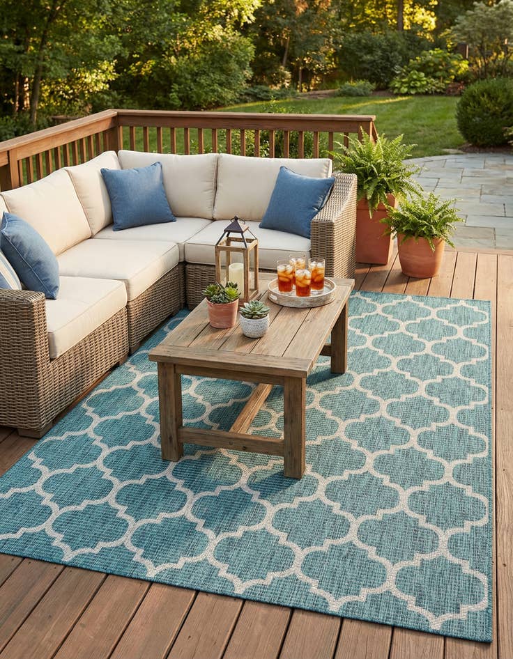 Detail image of 6' x 9' Easy-Clean Trellis Indoor / Outdoor Rug
