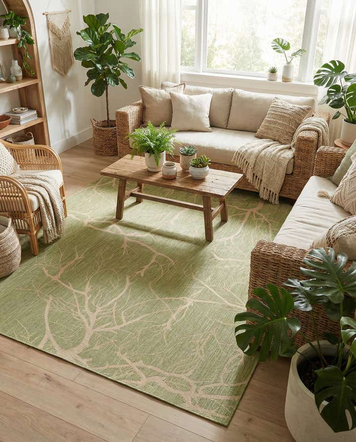 8' x 11' 4 Easy-Clean Botanical Indoor / Outdoor Rug