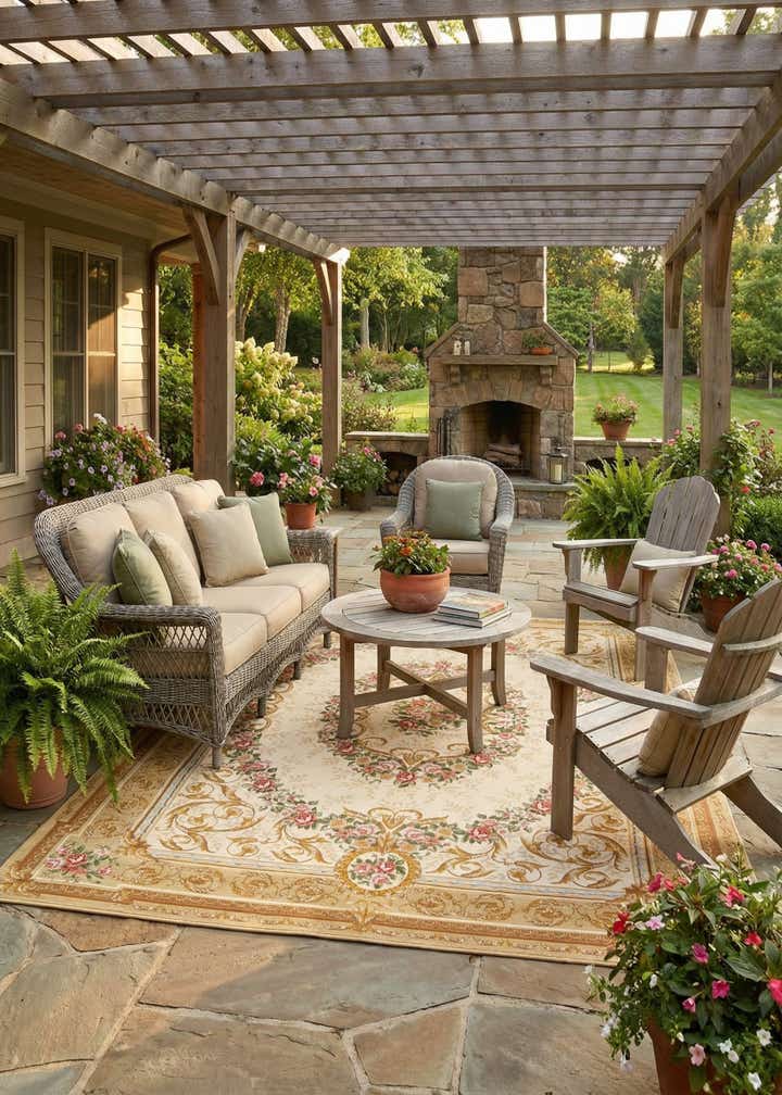 9' x 12' Easy-Clean Traditional Indoor / Outdoor Rug