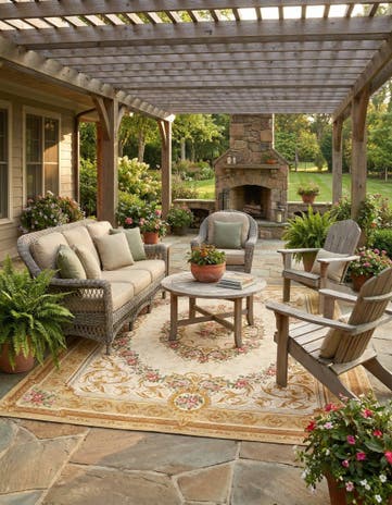 9' x 12' Easy-Clean Traditional Indoor / Outdoor Rug