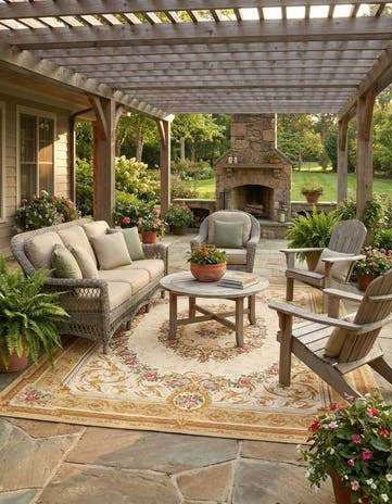 9' x 12' Easy-Clean Traditional Indoor / Outdoor Rug