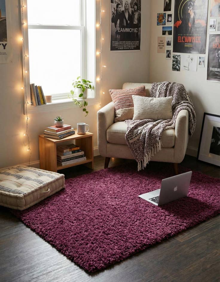 Detail image of 2' x 3' Solid Shag Rug