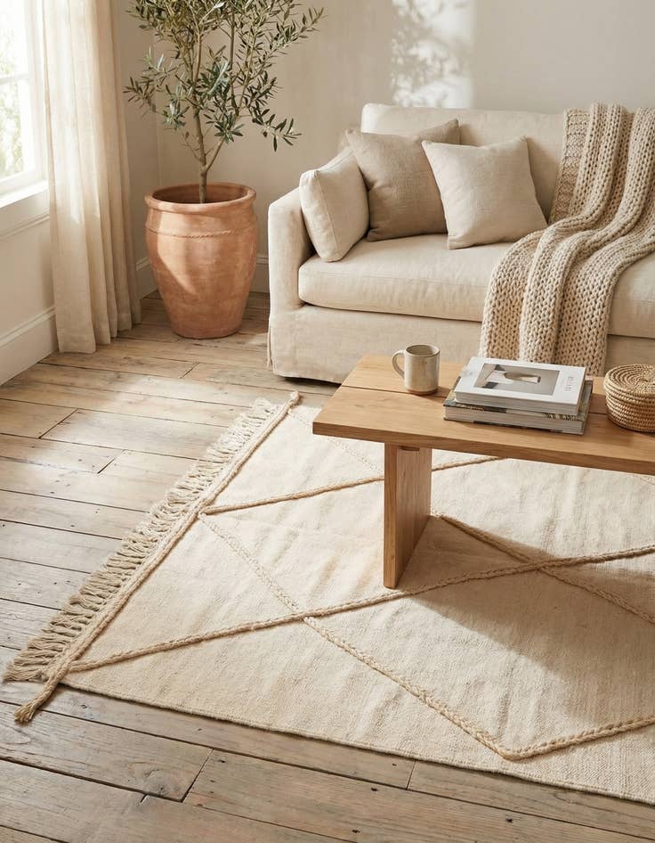 Detail image of 3' 9 x 4' 10  Hand Woven Moroccan Wool Rug