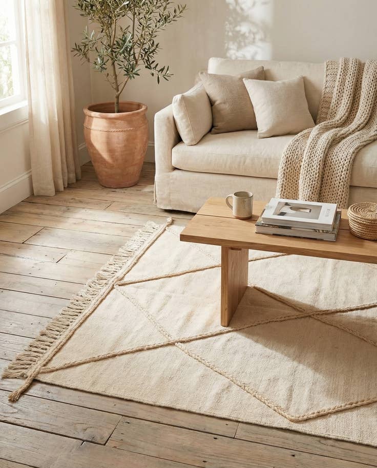 Detail image of 3' 9 x 4' 10 Hand Woven Moroccan Wool Rug