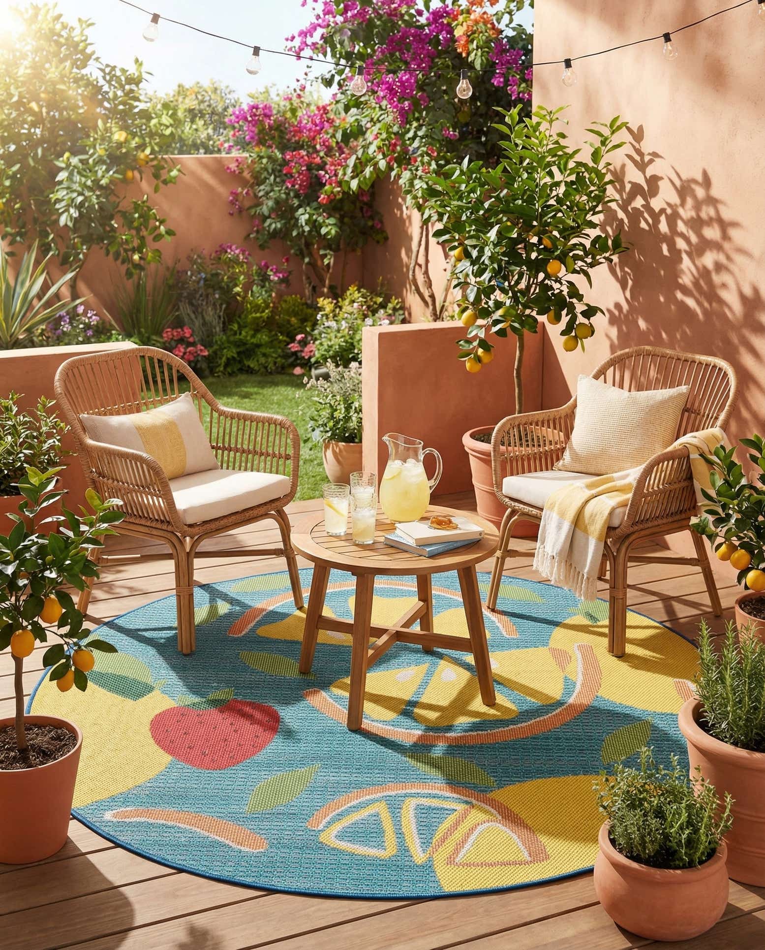 6' 1 x 6' 1 Easy-Clean Baja Indoor / Outdoor Round Rug