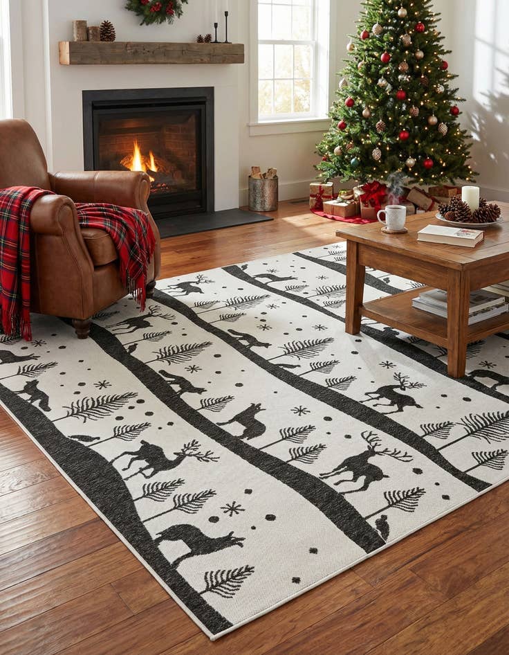Detail image of 7' 10 x 10'  Washable Holiday Indoor / Outdoor Rug