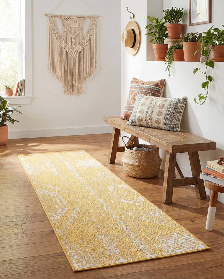 Detail image of 2' x 6' Easy-Clean Bohemian Indoor / Outdoor Runner Rug