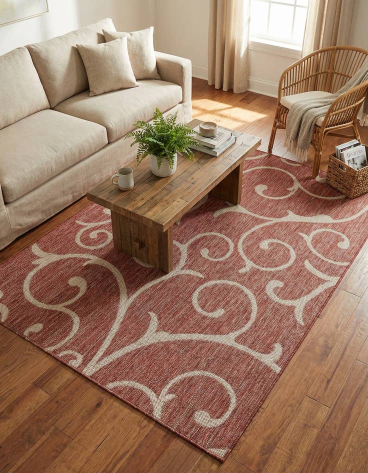 Detail image of 4' x 6' Easy-Clean Botanical Indoor / Outdoor Rug