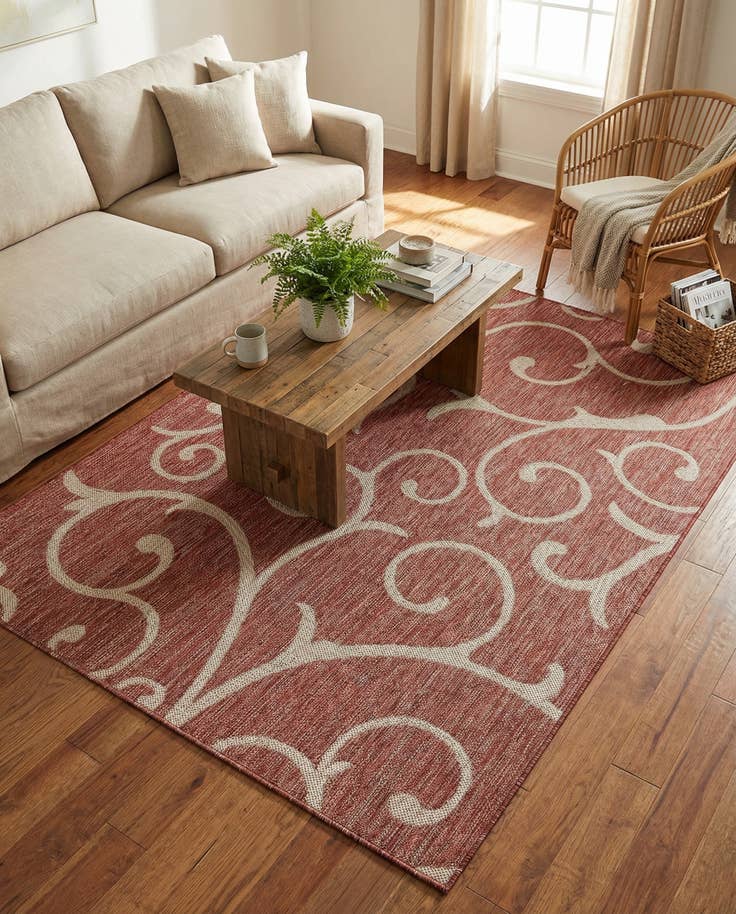 Detail image of 4' x 6' Easy-Clean Botanical Indoor / Outdoor Rug