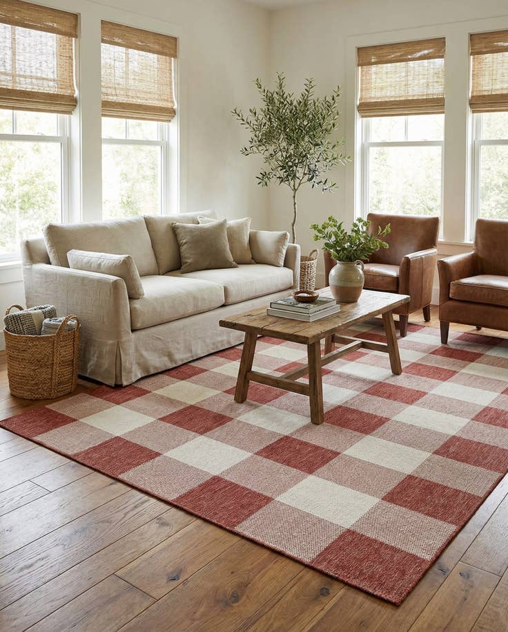 Detail image of 6' x 9' Easy-Clean Checkered Indoor / Outdoor Rug