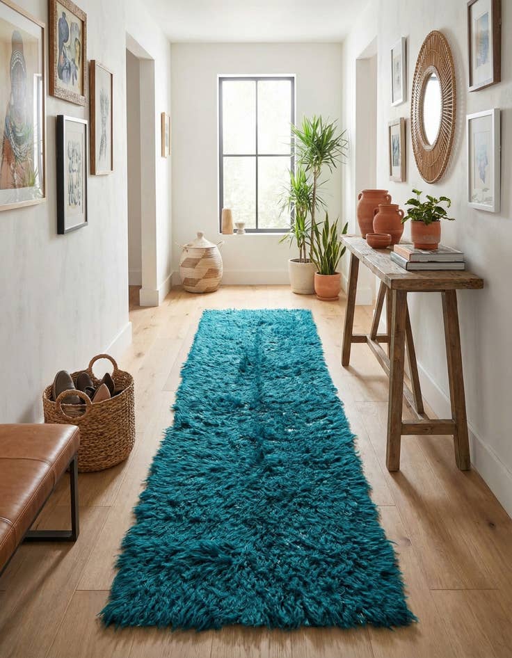 Detail image of 2' 5 x 11' 2  Hand Knotted Moroccan Wool Runner Rug