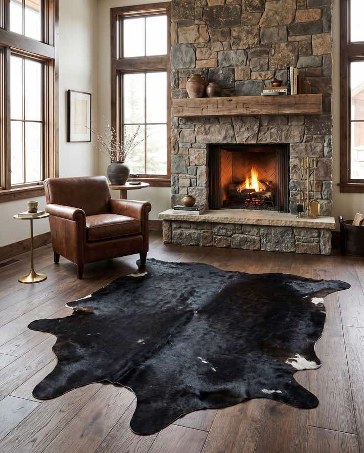 5' x 5' 8 Cowhide Leather Freeform Rug