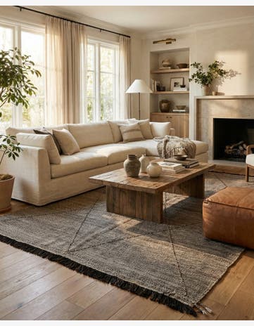 7' x 9' 7 Hand Knotted Moroccan Wool Rug