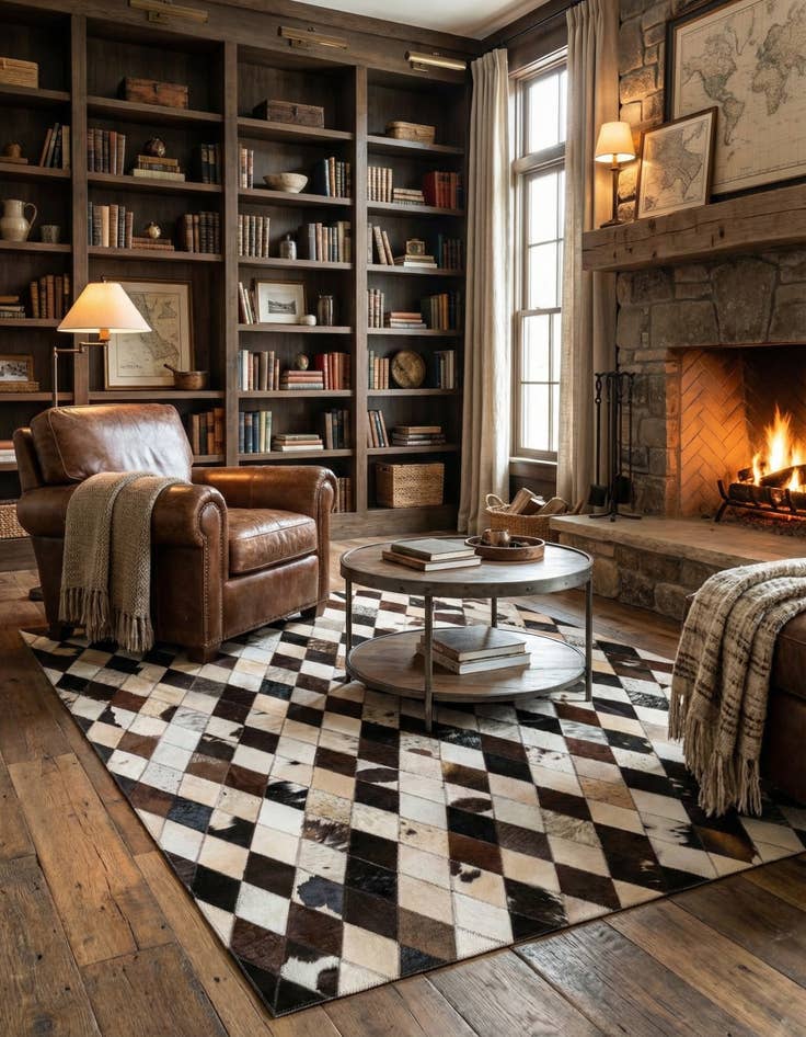 Detail image of  4' 8 x 6' 9 Cowhide Stocks Rug