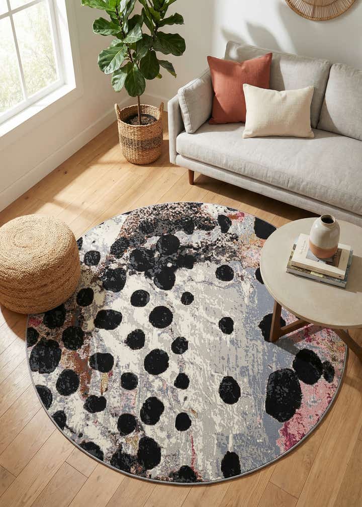6' x 6' Easy-Clean Modern Indoor / Outdoor Round Rug