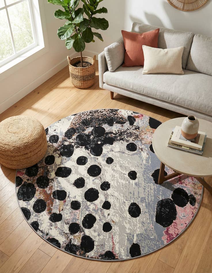 Detail image of  6' x 6'  Washable Modern Indoor / Outdoor Round Rug