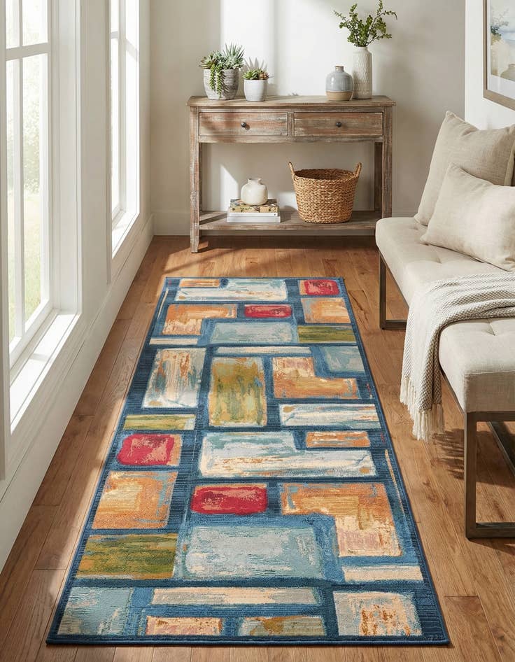 Detail image of 2' 7 x 9' Easy-Clean Modern Indoor / Outdoor Runner Rug