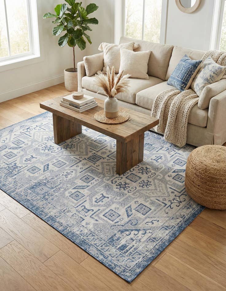 Detail image of  7' x 10'  Washable Aztec Indoor / Outdoor Rug