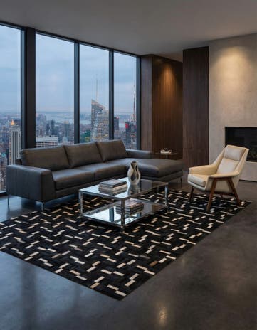 5' 2 x 8' Cowhide Leather Rug