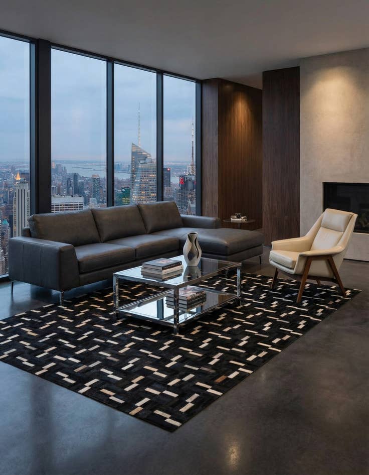 Detail image of 5' 2 x 8' Cowhide Leather Rug