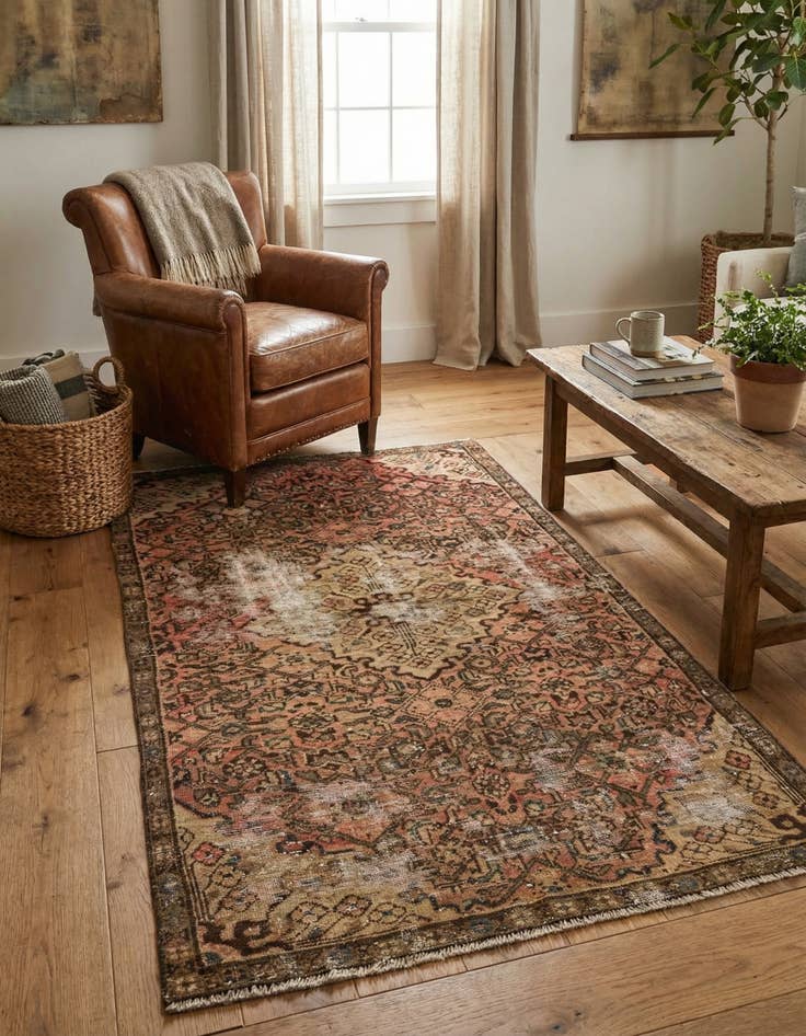 Detail image of  4' x 7' 3  Hand Knotted Hamedan Persian Wool Runner Rug