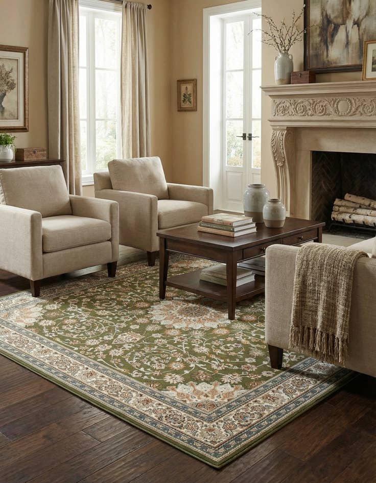 Detail image of  10' x 10'  Washable Traditional Indoor / Outdoor Square Rug