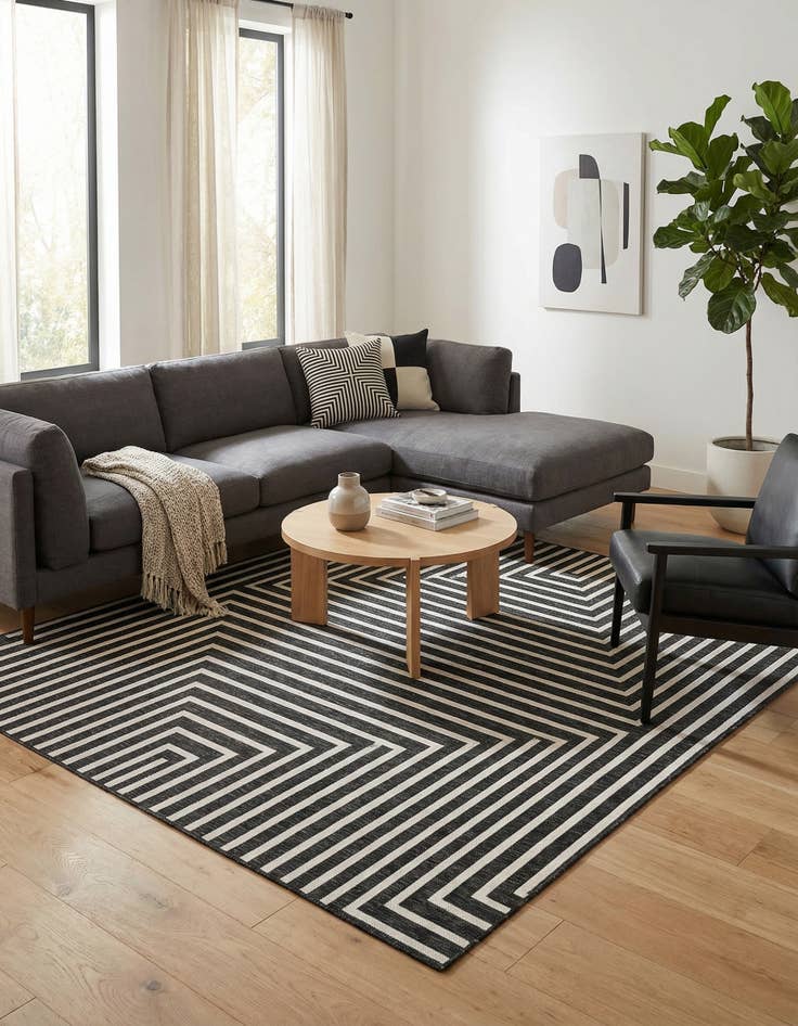 Detail image of  7' 10 x 7' 10  Washable Modern Indoor / Outdoor Square Rug