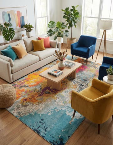 9' 10 x 14' Washable Vivid Rug