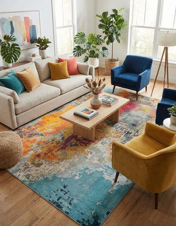 9' 10 x 14' Washable Vivid Rug