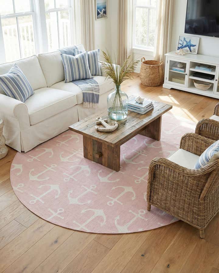 10' x 10' Easy-Clean Coastal Indoor / Outdoor Round Rug